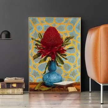 Цветочная картина Waratah Люсьен Генри, настенный холст с принтом, постер, искусство, винтажный натюрморт, картина для гостиной, домашний декор, Cuadros 21x30cm No Framed