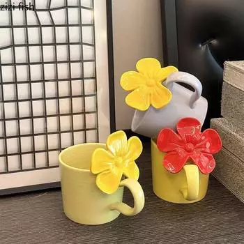 Цветочная керамическая кружка Парные кофейные кружки Чашка для воды Чашки для чая с молоком Кофейные чашки Чашка для послеобеденного чая Молочная кружка Чайные кружки Посуда для напитков Подарки 201-300ml зелёный