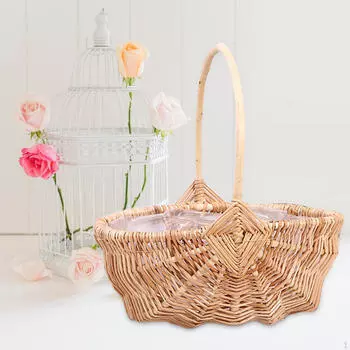 Цветочная корзина для хранения фруктов, хлеба, плетеная с ручкой, Пасха для кухни L