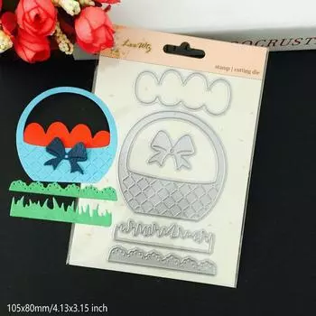 Цветочная корзина для яиц, трафарет, металлический трафарет, сделай сам, скрапбукинг, альбом, бумажная карта, тиснение, ремесленный декор, художественная высеченная рамка