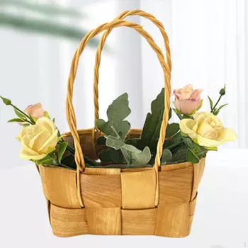 Цветочная корзина из ротанга, плетеная с ручкой, свадебная девушка ручной работы