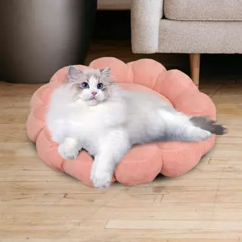 Цветочная кошачья кровать, коврик для сна для домашних животных, стираемый в стиральной машине, нескользящий, мягкий, для маленьких собак розовый