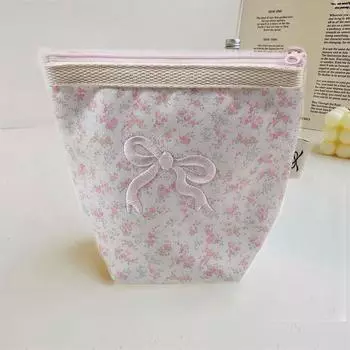 Цветочная косметичка с бантом, дорожный органайзер, женская косметичка, дорожная косметичка, косметичка-органайзер, дорожная косметичка