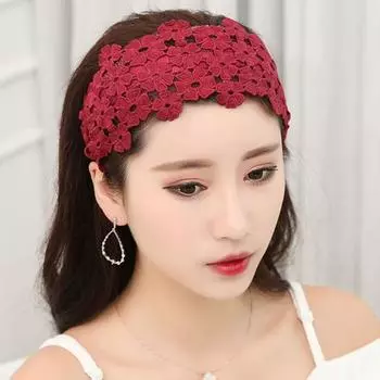 Цветочная кружевная повязка на голову, головной убор, привлекательный, долговечный, антидеформированный, износостойкий, декоративный головной убор, полая головка с цветочным принтом чёрный