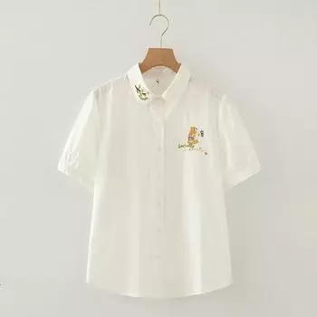 Цветочная Летняя Свободная Повседневная Хлопковая Футболка с Коротким Рукавом White Bear short sleeve M 40.00 kg-52.50 kg