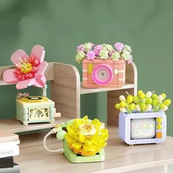 Цветочная мебель, суккулентное растение, украшение для дома и офиса, строительные блоки, техника, бонсай, кирпичи, модель, игрушки «сделай сам» для детей 611068