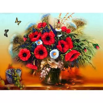 Цветочная мозаика Алмазная картина по номерам на холсте 20X30CM