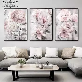 Цветочная настенная живопись на холсте розовые цветочные постеры с принтом для скандинавской ванной комнаты, гостиной, домашнего декора стен, фотографии, фермерский дом 21*30cm