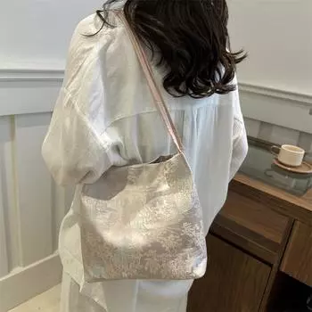 Цветочная новая сумка в китайском стиле Элегантная сумка-ведро Hanfu Модная сумка на каждый день синий