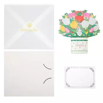 Цветочная открытка в виде вазы с букетом, плотная бумага, яркие цвета, 3D-поздравительные открытки для вечеринки, годовщины