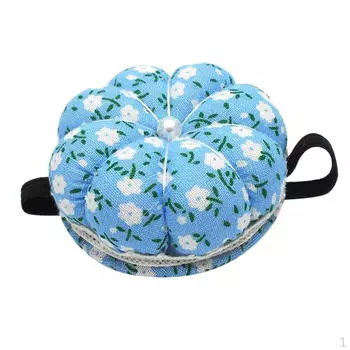 Цветочная подушечка для иголок на запястье в форме тыквы с резиновым браслетом, держатель для булавки, подушка для шитья синий