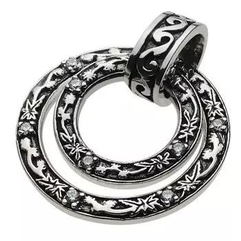 Цветочная подвеска с двойным кольцом из циркония fp0380 [Figmart] [Серебряный аксессуар]