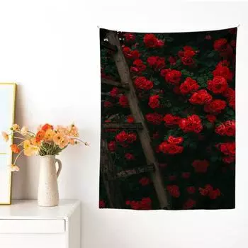 Цветочная подвесная ткань Роза Украшение Картина Комната Подвесное одеяло Спальня Стена Ткань Ins Романтическое украшение Фон Ткань 70x100cm