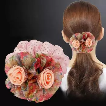 Цветочная повязка для волос Элегантная женская резинка Простые большие резинки для волос Аксессуары для женщин A5