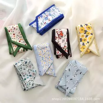 Цветочная повязка на голову резинка для волос Лента с принтом Маленький шарф Аксессуары для волос