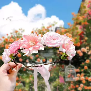 Цветочная повязка на голову в стиле бохо с цветочной короной для праздника свадьбы подружки невесты на морском пляже Style A