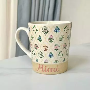 Цветочная ретро керамическая чашка большой емкости 600 мл кружка для дома чашки для воды подарок на день матери посуда для мам необычные кружки 600ml чёрный