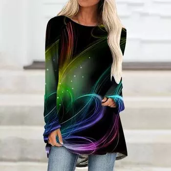 Цветочная роза, красочные футболки с длинными рукавами и 3D принтом, женские повседневные винтажные модные футболки, уличная одежда большого размера, женские футболки, топы S