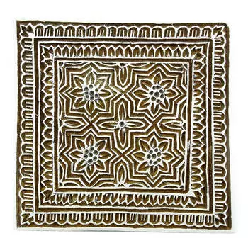 Цветочная ручная резная деревянная текстильная печать Блок декоративной печати Блокпринт 5 L X 5 W Inches коричневый