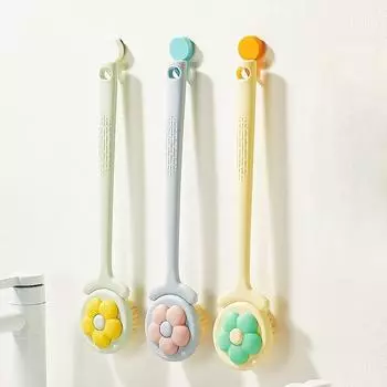 Цветочная щетка для ванны, растирающая спину, артефакт, щетка для ванны с длинной ручкой, не требующая человеческих мягких волос, сухая грязевая щетка для тела 30*83*350mm зелёный