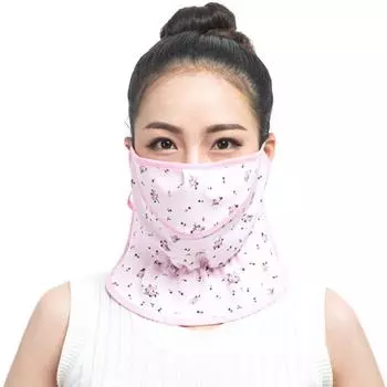 Цветочная солнцезащитная вуаль для лица, защита от ультрафиолета, защитная вуаль для вождения, летняя маска для лица из ледяного шелка, для рыбалки хаки