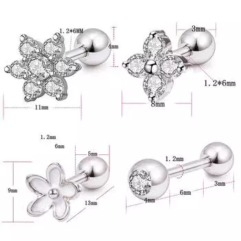 Цветочная спираль козелка хряща пирсинг серьги-гвоздики серьги кольцо из нержавеющей стали 1pc