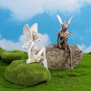 Цветочная статуэтка феи, статуэтки с крыльями, садовые поделки из смолы, ландшафтный дизайн, украшение двора, быстрая доставка
