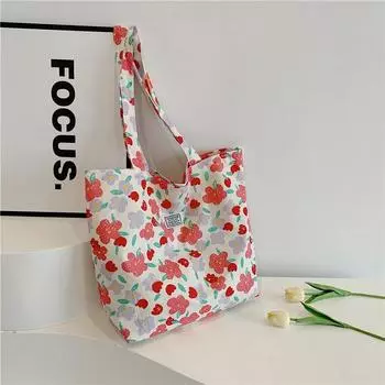 Цветочная сумка через плечо Qing Xin для женщин, большая вместительная холщовая сумка, уникальная сумка на плечо