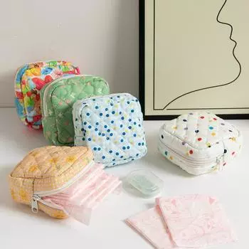 Цветочная сумка для хранения гигиенических салфеток Сумки для женских гигиенических салфеток Косметичка Сумка для помады Кошелек для монет Дорожный органайзер для косметики