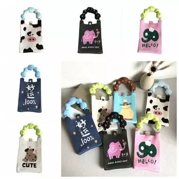 Цветочная сумка для телефона через плечо, сумка-тоут с рисунком, переносная вязаная сумка для девочек lucky