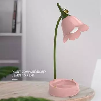 Цветочная светодиодная настольная лампа Студенческая спальня Освещение Контактное чтение Глаз USB Цветочный абажур Настольный светильник One Size