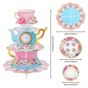 Цветочная тема 3-х уровневая цветочная бумажная подставка для кексов Весна Женщины
