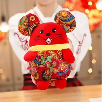 Цветочная ткань Пудра Губы Мышь Плюшевая игрушка Подарок на Новый год Наполненная подвеска в виде животного Талисман Крыса 8CM