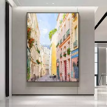 Цветочная уличная картина, печать на холсте, модный настенный художественный постер, свежий гламурный городской пейзаж, картина для гостиной, домашний декор, Cuadros 21x30cm No Framed