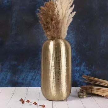 Цветочная ваза для гостиной, золотой металлический цветочный горшок для декора гостиной | Антикварный минималистский центральный элемент для консольного стола и домашнего декора (12 х 6,5 дюймов)