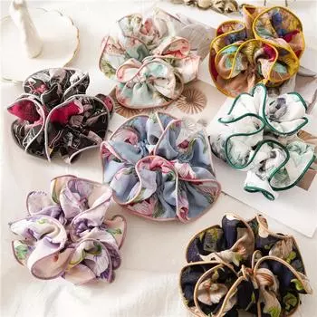 Цветочная веревка на голову Цветочная ткань Кольцо для волос Универсальное кольцо для волос для толстой кишки Женская резинка Женская резинка для волос Модная коса темно-синий