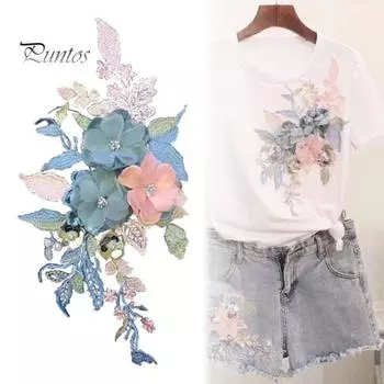Цветочная вышивка, аппликация, одежда, футболка, шляпа, значок, аксессуары для шитья