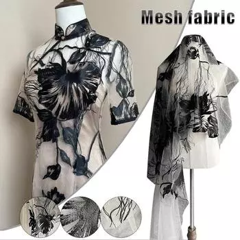 Цветочная вышивка кружевная ткань жаккардовая вышивка дизайнерская ткань для самостоятельного шитья чонсам тюль ханьфу платье материал 50x145cm