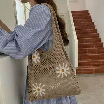 Цветочная женская сумка через плечо Commuter Большая вместительная сумка Трикотажная сумка Женская трикотажная сумка Strawberry Hollow