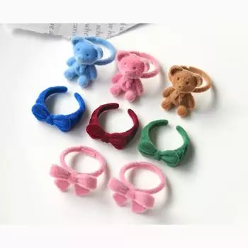 Цветочное флокированное кольцо для женщин, ретро-ювелирные изделия, регулируемые подарки, кролик, медведь, вечерние, ручная работа