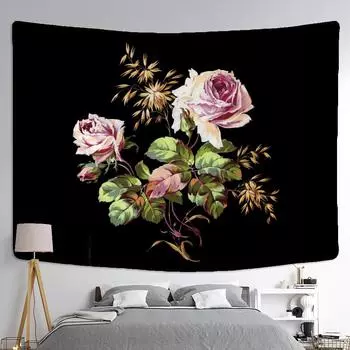 Цветочное искусство пион живопись гобелен NordicoLandscape иллюстрация настенный богемный лунный психоделический мандала домашний декор 95x70 CM