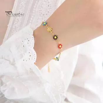 Цветочное колье-чокер, женское богемное цветочное ожерелье, браслеты с цветами, лучший друг, ювелирный подарок для сестры, дочери, жены, подруги B