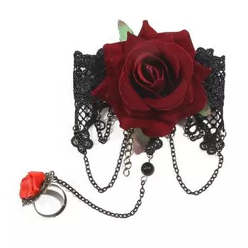 Цветочное кружевное кольцо, интегрированный браслет/браслеты для женщин, индивидуальный дизайн, универсальный браслет, уникальная роза, ювелирное украшение, подарок