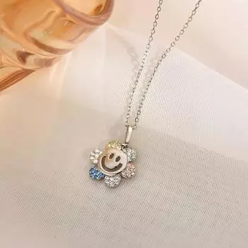 Цветочное ожерелье, милое и универсальное ожерелье в виде ключицы, ожерелье с улыбающимся лицом, украшение в стиле ниши, подарок для девушки