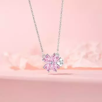 Цветочное ожерелье Модный темперамент для девочек Розовая сладкая цепочка из нержавеющей стали для ключицы