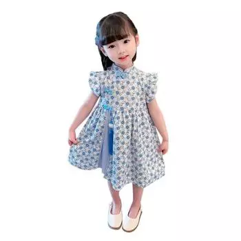 Цветочное платье с подвеской в западном стиле для маленьких девочек 100