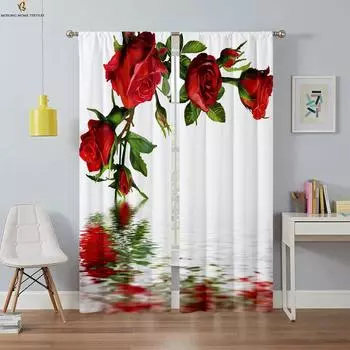 Цветочные бабочки 3D стерео печать карниз для штор карман для сада спальни гостиной кухни декоративные занавески 2 шт. W50xH130(CM)x2PCS&Grommet Top