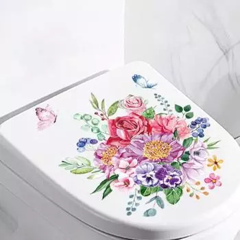 Цветочные бабочки стикер для унитаза съемный самоклеящийся водонепроницаемый ПВХ настенное художественное украшение для ванной комнаты
