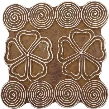 Цветочные Деревянные Текстильные Штампы Коричневой Печати Блока Искусства Индийской Ручной Резной 5.6 x 5.6 Inches