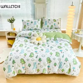 Цветочные динозавры всесезонный пододеяльник постельное белье одеяла комплекты мягкие пододеяльники и наволочки односпальные/двуспальные/королевские/королевские 135x200cm 2pcs